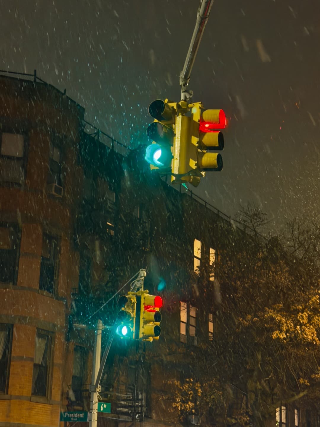 Traffic light at night